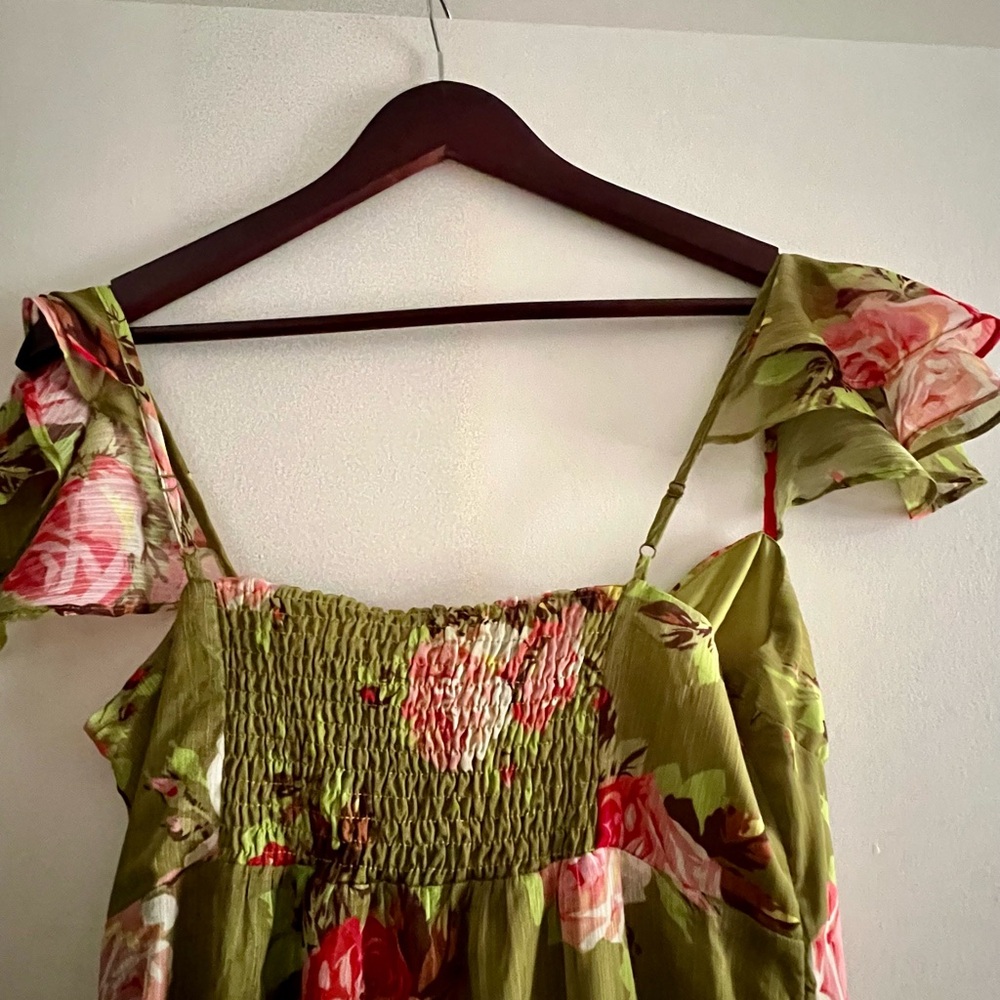 Floral Green Midi Dress - Picture 4 of 10
